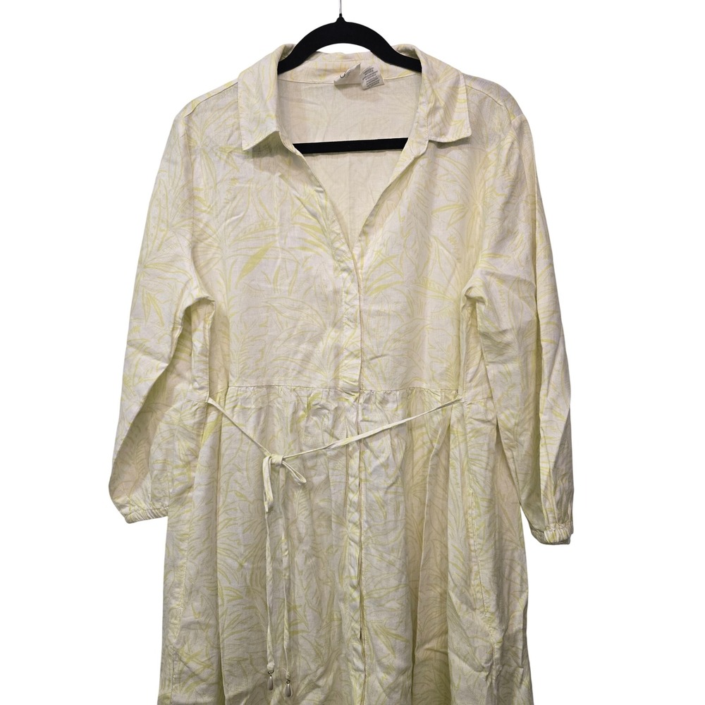 C&C California Tropical Leaf Shirt Dress Sz L Coastal Resort Quiet Luxury Preppy - Picture 4 of 9